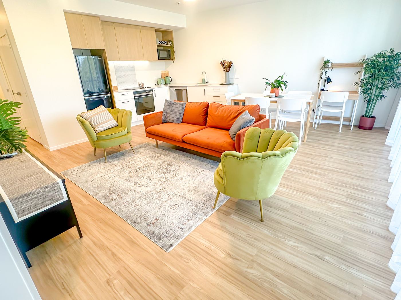 Open-plan living, kitchen and dining area